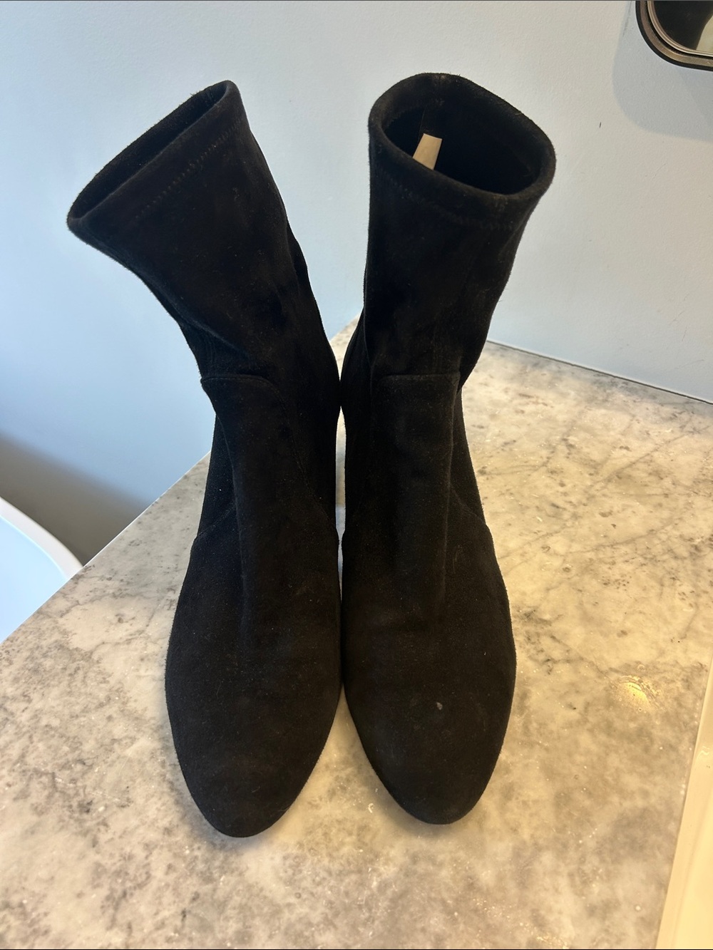 Stuart Weitzman Black Stretch Suede Ankle Boots - Women's Slim Fit Booties